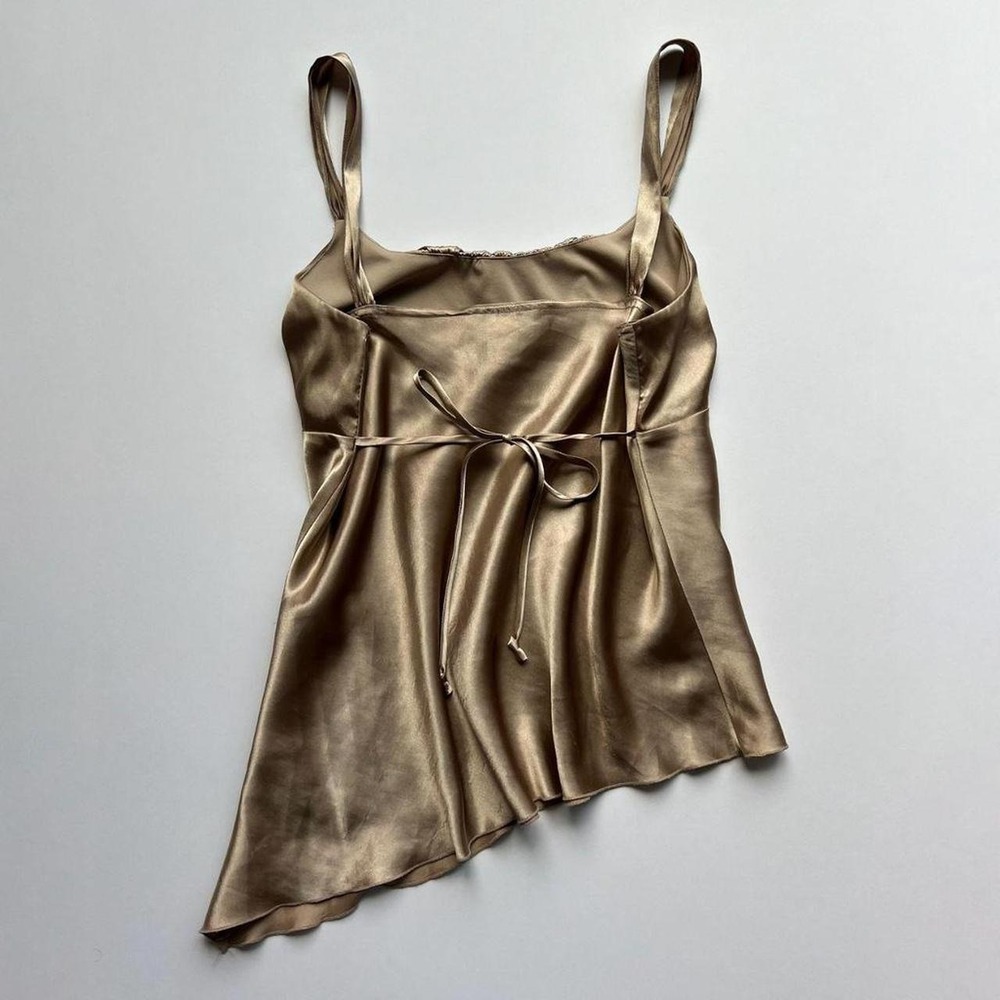 Y2K Self Esteem Asymmetrical Gold Babydoll Top - Picture 2 of 7